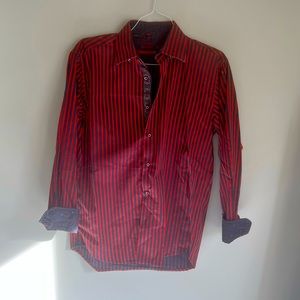 LUCHIANO VISCANTI Size-Medium Red/Black Stripes w/ Patterns Long Sleeve